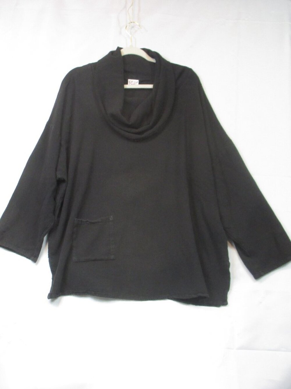 Oh My Gauze Women's Sz M Black Cowl Neck Long-Sleeve Top 100% Cotton Lightweight
